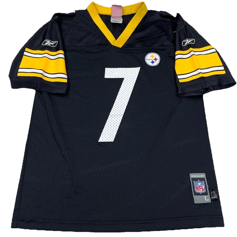 Vintage Pittsburgh Steelers Jersey Youth Large Black Big Ben Roethlisberger Boys - Picture 2 of 9